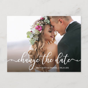 Elegante Kalligrafie ändert das Datum des neuen Da Postkarte