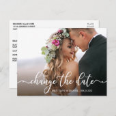 Elegante Kalligrafie ändert das Datum des neuen Da Postkarte (Vorne/Hinten)