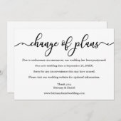 Elegante Kalligrafie Änderung von Plänen Neue Datu Save The Date (Vorne/Hinten)
