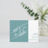 Elegante Kalligrafie Aquamarin Wedding Save the Da Ankündigungspostkarte (Stehend Vorderseite)