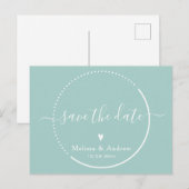 Elegante Kalligrafie - Aquamarine Hochzeit rettet  Postkarte (Vorne/Hinten)