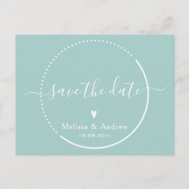 Elegante Kalligrafie - Aquamarine Hochzeit rettet  Postkarte