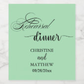 Elegante Kalligrafie Aquamarine Probe Abendessen Weinetikett (Einzelnes Label)