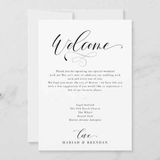 Elegante Kalligrafie Begrüßungsreise Einladung (Vorderseite)