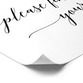 Elegante Kalligrafie Bitte suchen Sie Ihr Sitzzeic Poster (Ecke)