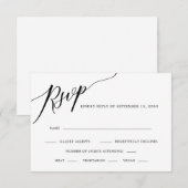 Elegante Kalligrafie Black and White Wedding RSVP  Karte (Vorne/Hinten)