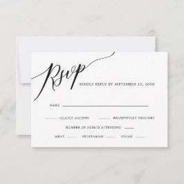 Elegante Kalligrafie Black and White Wedding RSVP  Karte