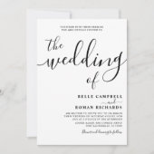 Elegante Kalligrafie Black & White Wedding Einladung (Vorderseite)