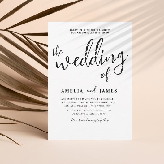 Elegante Kalligrafie Black & White Wedding Einladung