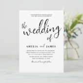 Elegante Kalligrafie Black & White Wedding Einladung (Stehend Vorderseite)