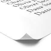 Elegante Kalligrafie BlackWedding Seating Chart Poster (Ecke)