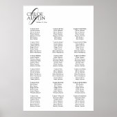 Elegante Kalligrafie BlackWedding Seating Chart Poster (Vorne)