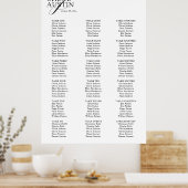Elegante Kalligrafie BlackWedding Seating Chart Poster (Küche)