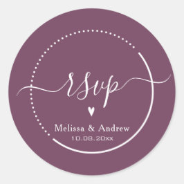 Elegante Kalligrafie - Burgund Wedding RSVP Runder Aufkleber