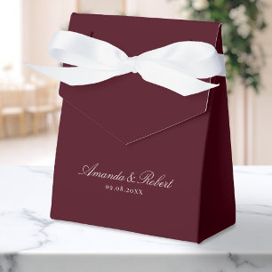 Elegante Kalligrafie Burgunder Hochzeit Geschenkschachtel