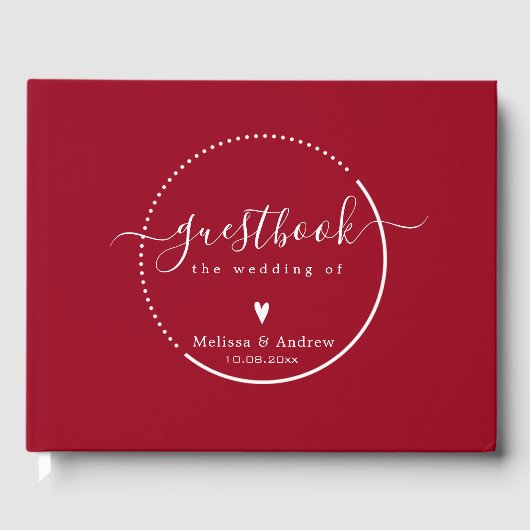 Elegante Kalligrafie - Carmine Red Wedding Gästebuch (Vorderseite)
