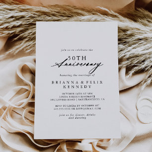 Elegante Kalligrafie Chic 50. Hochzeitstag Einladung