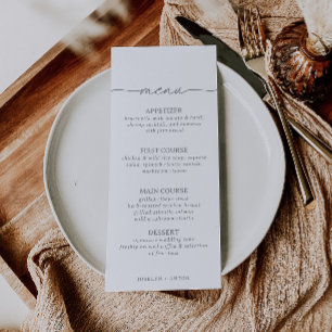 Elegante Kalligrafie-Chic-Grau Hochzeitsmenükarte Menükarte