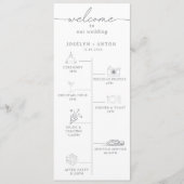 Elegante Kalligrafie Chic Grau Zeitstrahl Hochzeit Programm (Vorderseite)