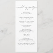 Elegante Kalligrafie Chic Grau Zeitstrahl Hochzeit Programm (Rückseite)