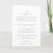 Elegante Kalligrafie Chic Graue Gefaltete Hochzeit Programm (Rückseite)
