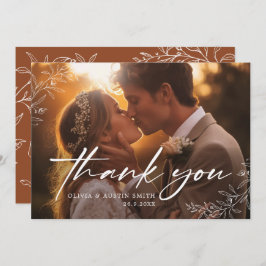 Elegante Kalligrafie Custom Foto Wedding Dankeskarte