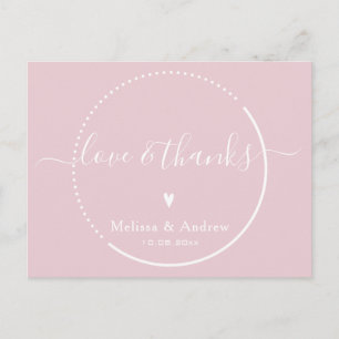 Elegante Kalligrafie - Danke für die rosa Hochzeit Postkarte