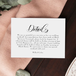 Elegante Kalligrafie-Details-Karte RSVP Karte