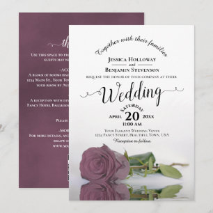Elegante Kalligrafie Dusty Mauve Rose QR-Code Hoch Einladung