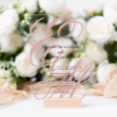 Elegante Kalligrafie Dusty Pink Monogram Wedding Acryleinladungen