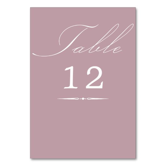 Elegante Kalligrafie Dusty Rose Pink Wedding Tischnummer (Vorderseite)