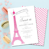 Elegante Kalligrafie Eiffel Paris Minimal Sweet 16 Einladung