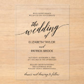 Elegante Kalligrafie Einfach Moderne Minimale Hoch Acryleinladungen (Vorderseite)