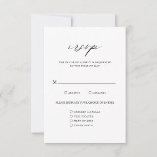 Elegante Kalligrafie Einfache Hochzeit RSVP Karte