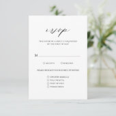 Elegante Kalligrafie Einfache Hochzeit RSVP Karte (Stehend Vorderseite)