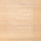 Elegante Kalligrafie Einfache Hochzeit transparent Acryleinladungen (Vorderseite)