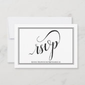 Elegante Kalligrafie Einfache Schwarz-Weiß-Hochzei RSVP Karte (Vorderseite)