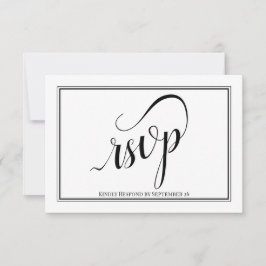 Elegante Kalligrafie Einfache Schwarz-Weiß-Hochzei RSVP Karte