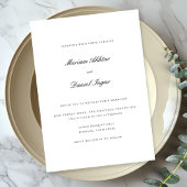 Elegante Kalligrafie Einfaches Skript White Weddin Einladung