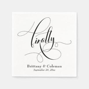 Elegante Kalligrafie Endlich Feierliche Hochzeit Serviette