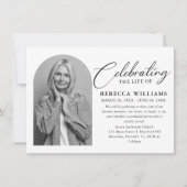 Elegante Kalligrafie-Feier zur Beerdigung des Lebe Einladung (Vorderseite)