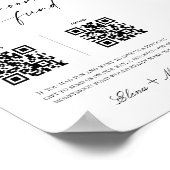 Elegante Kalligrafie Flitterwochen Fonds QR Code H Poster (Ecke)