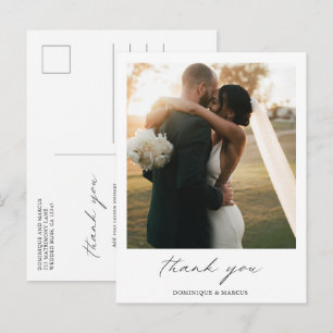 Elegante Kalligrafie Foto Moderne Hochzeit Danke Postkarte