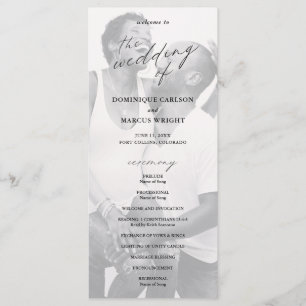 Elegante Kalligrafie-Foto-Moderne Hochzeit Programm