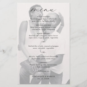 Elegante Kalligrafie-Foto-Moderne-Hochzeitsmenü
