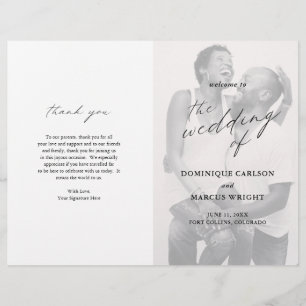 Elegante Kalligrafie-Foto-Moderne Hochzeitsprogram