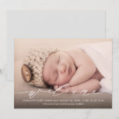 Elegante Kalligrafie - Geburtserklärung Einladung (Vorne/Hinten)