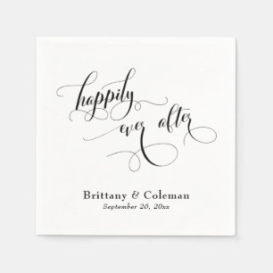 Elegante Kalligrafie glücklich immer nach Hochzeit Serviette