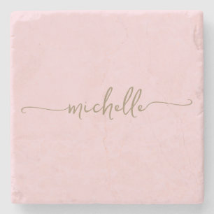 Elegante Kalligrafie Goldschrift Monogramm Name Steinuntersetzer