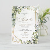 Elegante Kalligrafie Grüne Eukalyptus Sweet 16 Einladung (Stehend Vorderseite)